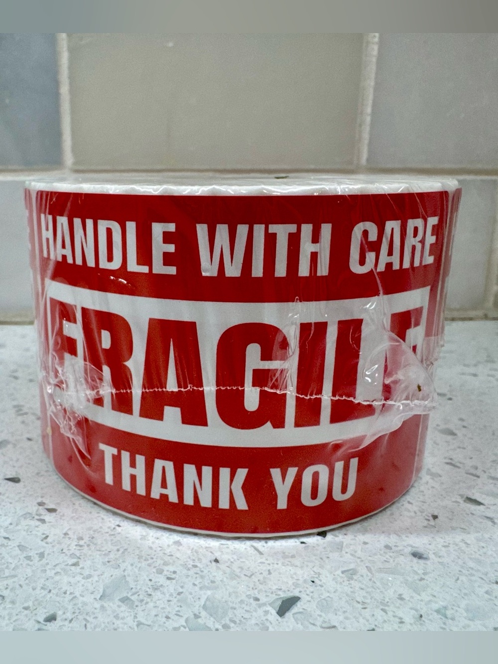 500 Fragile Handle With Care Packing Tape Stickers - Red